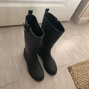 Black rain boots